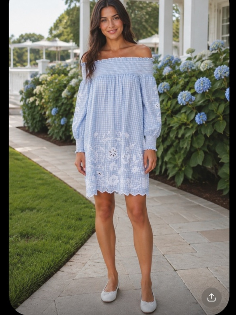 Juliet Dunn embroidered off the shoulder dress